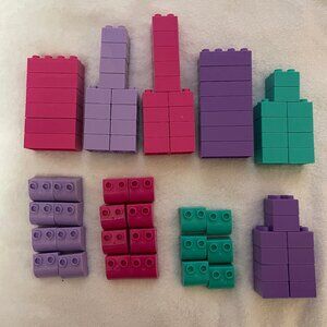 Mega Bloks Building Bricks 80 Pieces Purple Pink Teal Toddler Construction STEM